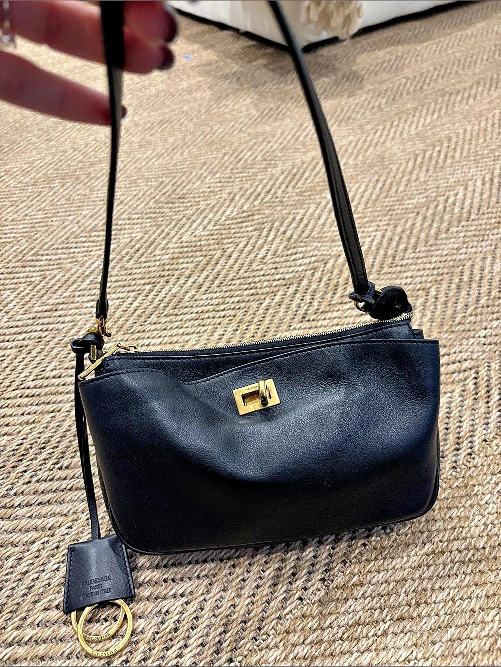 Balenciaga Rodeo Sling Pochette Black Leather Crossbody Bag